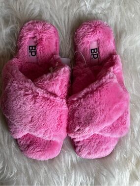 BP Pink Plush Slide Slippers